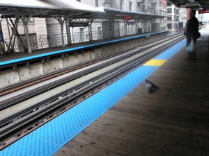 Waiting for the Blue line - Downtown Chicago - October 2009