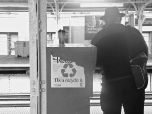 Musician wating for the train - Chicago October 2009